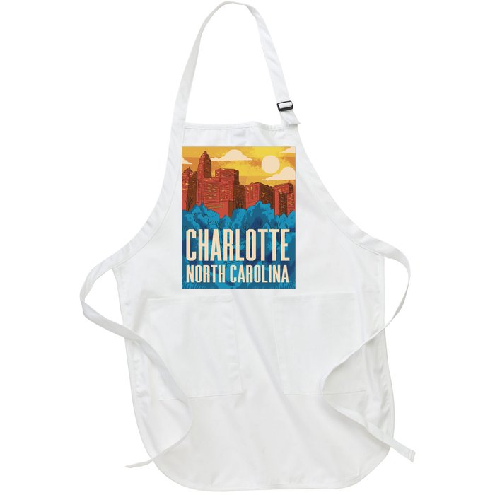 Charlotte North Carolina City Sunset Full-Length Apron With Pockets