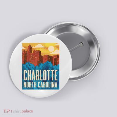 Charlotte North Carolina City Sunset Button