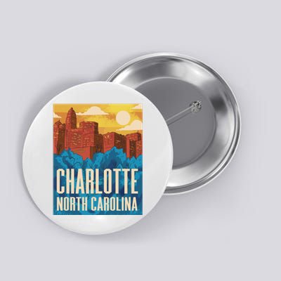 Charlotte North Carolina City Sunset Button