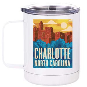 Charlotte North Carolina City Sunset 12 oz Stainless Steel Tumbler Cup