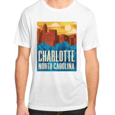 Charlotte North Carolina City Sunset Adult ChromaSoft Performance T-Shirt