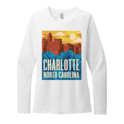 Charlotte North Carolina City Sunset Womens CVC Long Sleeve Shirt