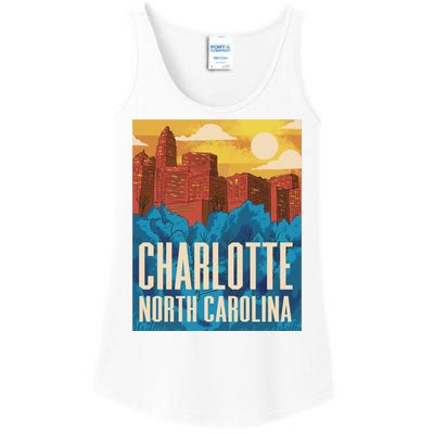 Charlotte North Carolina City Sunset Ladies Essential Tank