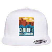 Charlotte North Carolina City Sunset Flat Bill Trucker Hat