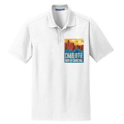 Charlotte North Carolina City Sunset Dry Zone Grid Polo