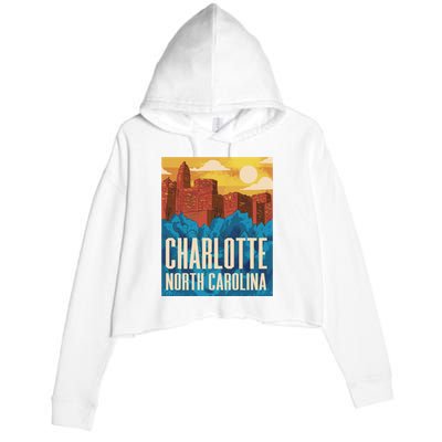 Charlotte North Carolina City Sunset Crop Fleece Hoodie