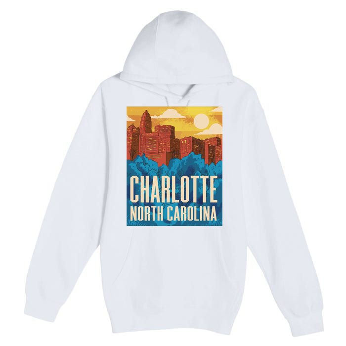 Charlotte North Carolina City Sunset Premium Pullover Hoodie