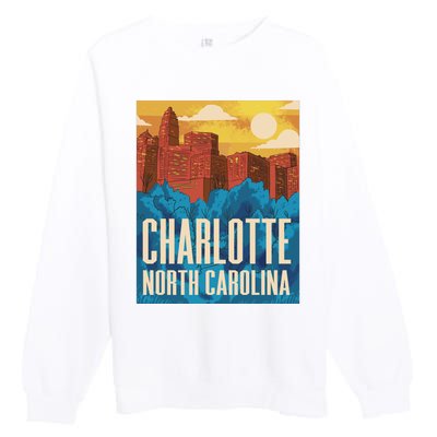 Charlotte North Carolina City Sunset Premium Crewneck Sweatshirt