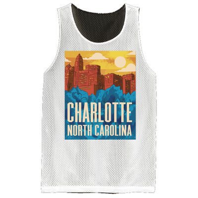 Charlotte North Carolina City Sunset Mesh Reversible Basketball Jersey Tank