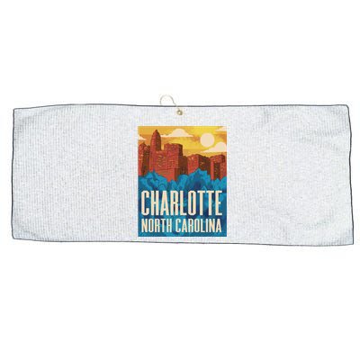 Charlotte North Carolina City Sunset Large Microfiber Waffle Golf Towel