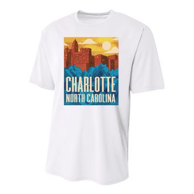 Charlotte North Carolina City Sunset Youth Performance Sprint T-Shirt