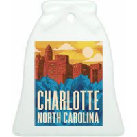 Charlotte North Carolina City Sunset Ceramic Bell Ornament