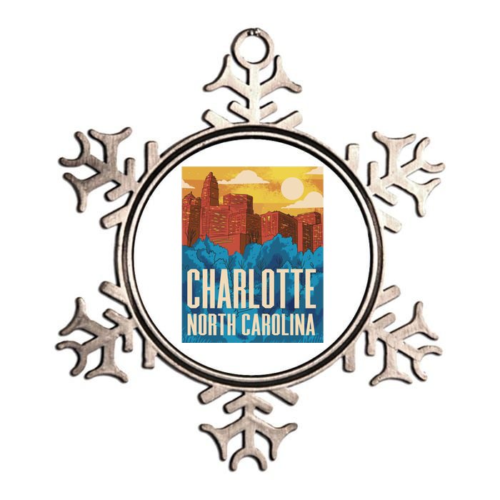 Charlotte North Carolina City Sunset Metallic Star Ornament