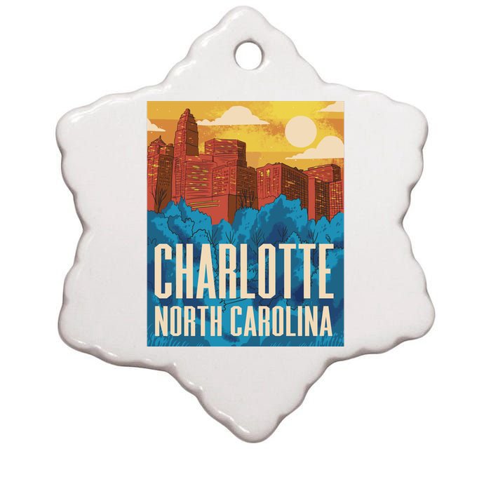 Charlotte North Carolina City Sunset Ceramic Star Ornament