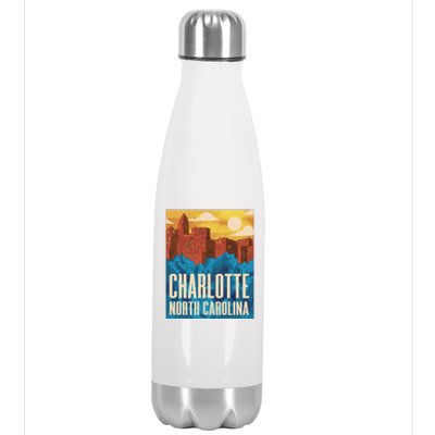 Charlotte North Carolina City Sunset Stainless Steel Insulated Water Bottle