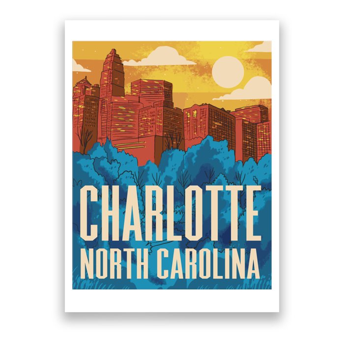 Charlotte North Carolina City Sunset Poster