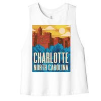 Charlotte North Carolina City Sunset Women's Racerback Cropped Tank