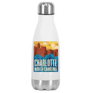 Charlotte North Carolina City Sunset Stainless Steel Insulated Water Bottle