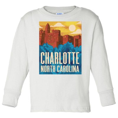 Charlotte North Carolina City Sunset Toddler Long Sleeve Shirt