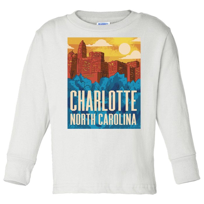 Charlotte North Carolina City Sunset Toddler Long Sleeve Shirt