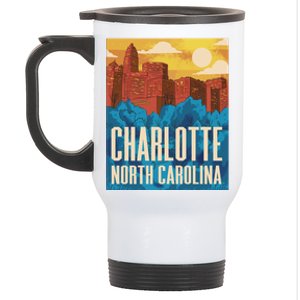 Charlotte North Carolina City Sunset Stainless Steel Travel Mug