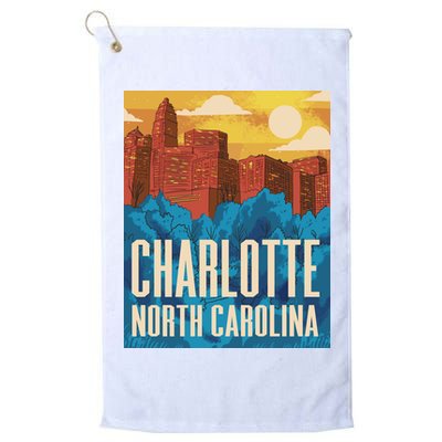 Charlotte North Carolina City Sunset Golf Towel