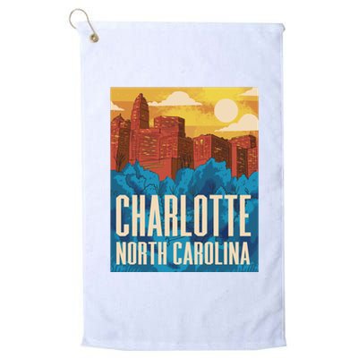 Charlotte North Carolina City Sunset Platinum Collection Golf Towel