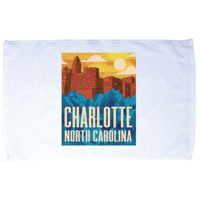 Charlotte North Carolina City Sunset Microfiber Hand Towel