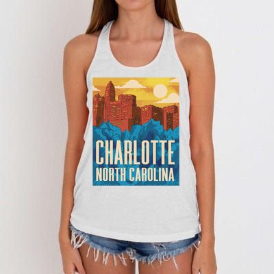 Charlotte North Carolina City Sunset Women's Knotted Racerback Tank