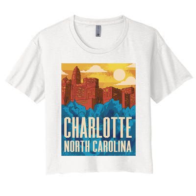 Charlotte North Carolina City Sunset Women's Crop Top Tee