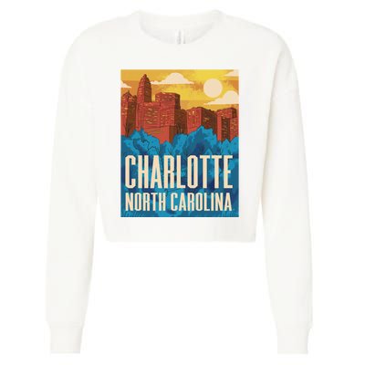 Charlotte North Carolina City Sunset Cropped Pullover Crew