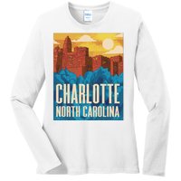 Charlotte North Carolina City Sunset Ladies Long Sleeve Shirt