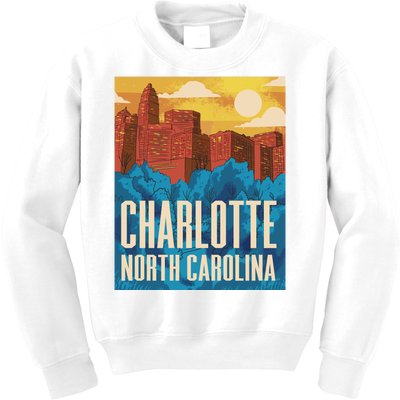 Charlotte North Carolina City Sunset Kids Sweatshirt