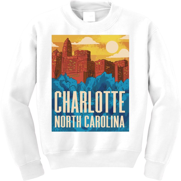 Charlotte North Carolina City Sunset Kids Sweatshirt