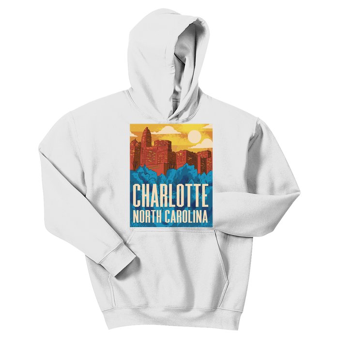 Charlotte North Carolina City Sunset Kids Hoodie