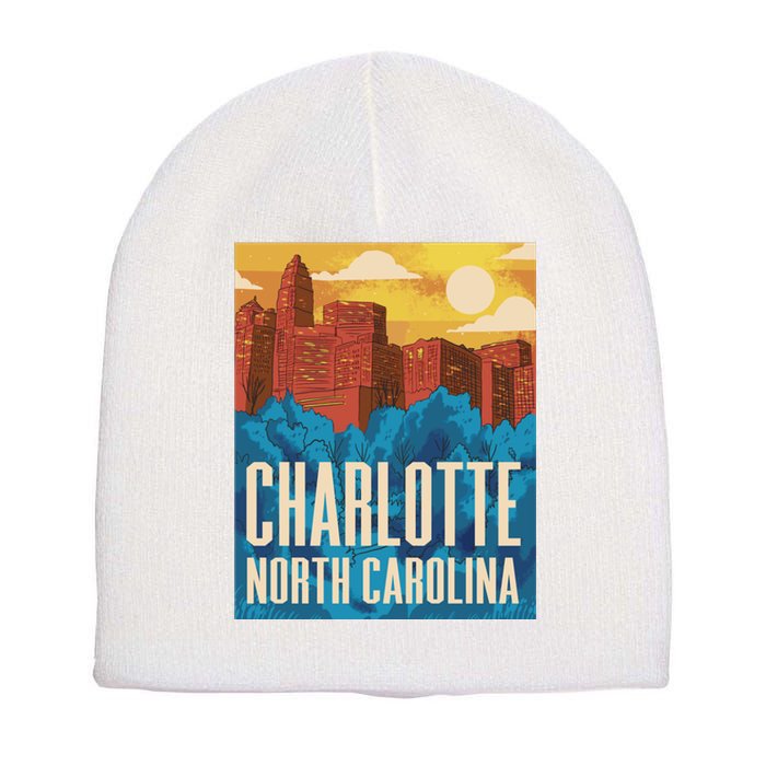 Charlotte North Carolina City Sunset Short Acrylic Beanie