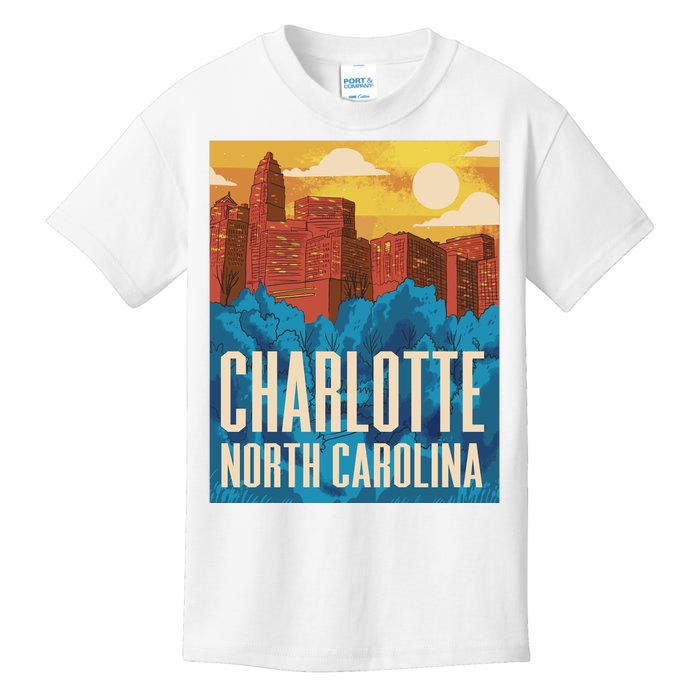 Charlotte North Carolina City Sunset Kids T-Shirt