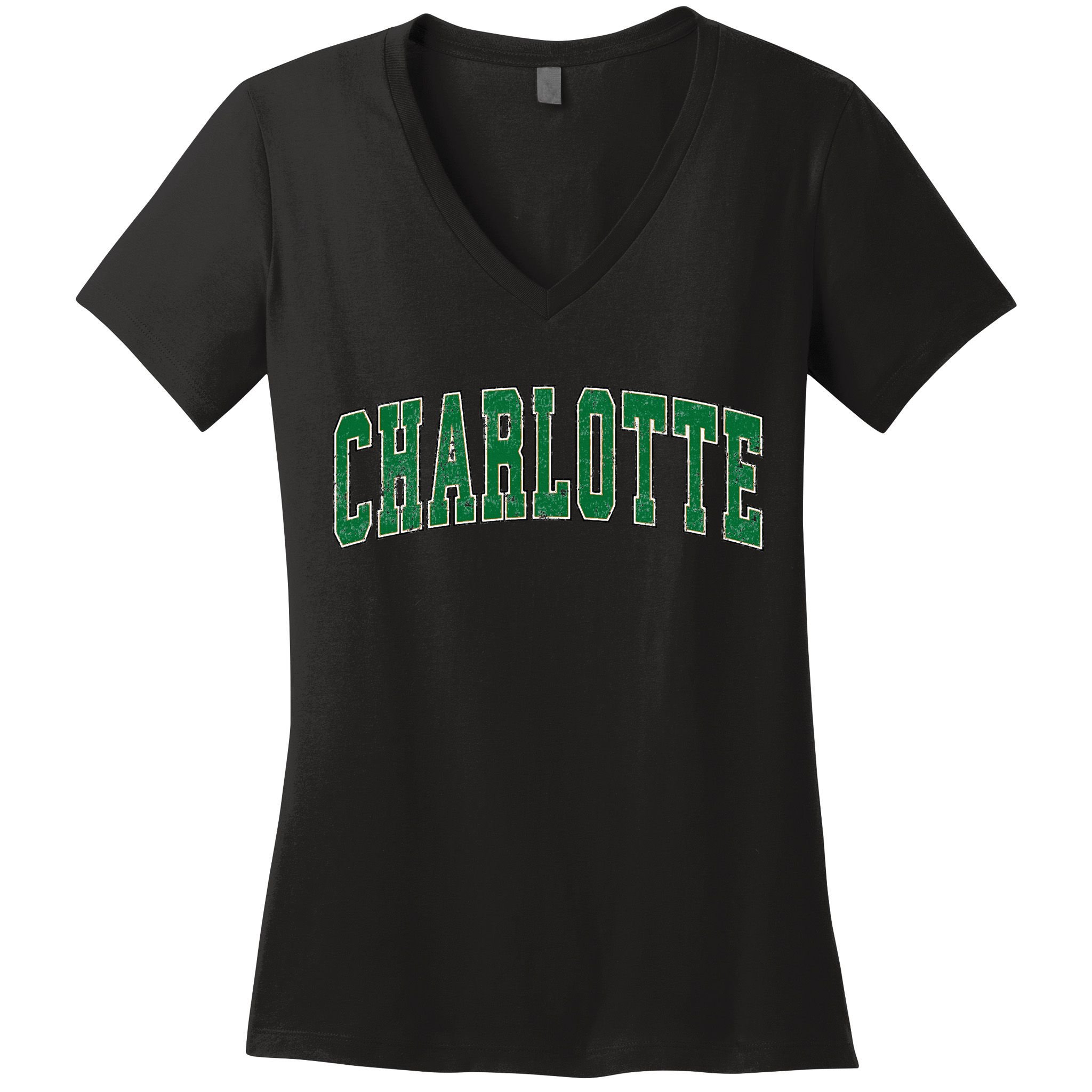 Charlotte North Carolina Nc Vintage Athletic Sports Women's V-Neck T-Shirt