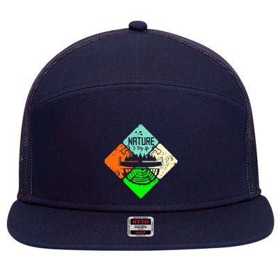 Colorful Nature 7 Panel Mesh Trucker Snapback Hat