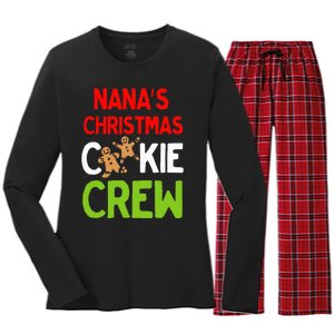 Cute Nana's Christmas Cookie Crew for Grand and Families  Women's Long Sleeve Flannel Pajama Set 