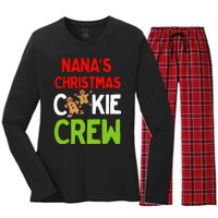 Cute Nana's Christmas Cookie Crew for Grand and Families  Women's Long Sleeve Flannel Pajama Set 