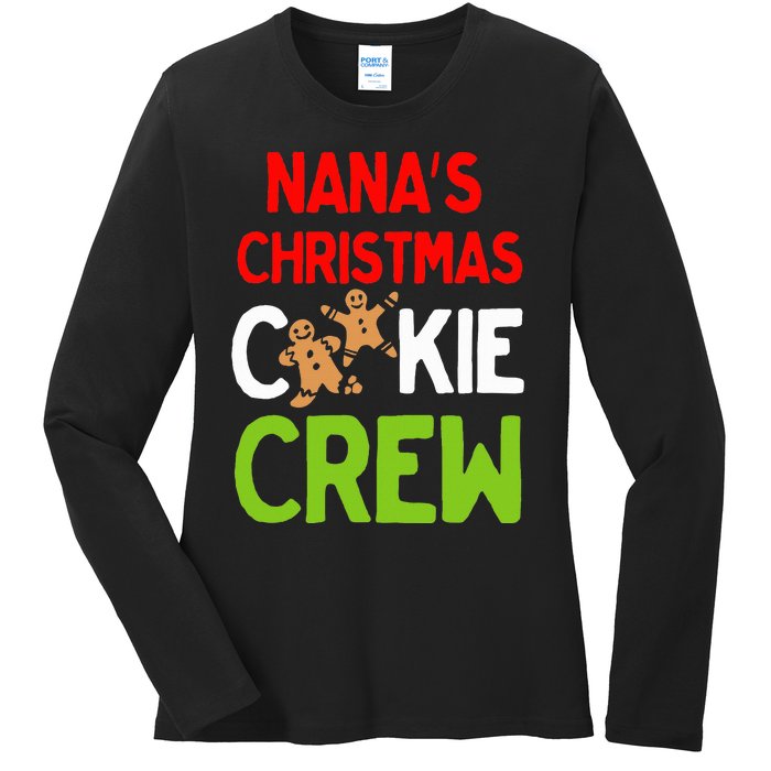 Cute Nana's Christmas Cookie Crew for Grand and Families  Ladies Long Sleeve Shirt