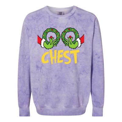 Chest Nuts Christmas Funny Matching Couple Chest Nuts  Colorblast Crewneck Sweatshirt