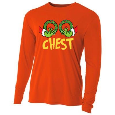 Chest Nuts Christmas Funny Matching Couple Chest Nuts  Cooling Performance Long Sleeve Crew