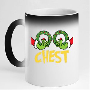 Chest Nuts Christmas Funny Matching Couple Chest Nuts  11oz Black Color Changing Mug