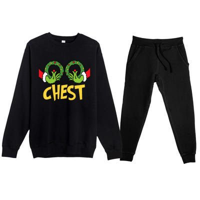 Chest Nuts Christmas Funny Matching Couple Chest Nuts  Premium Crewneck Sweatsuit Set