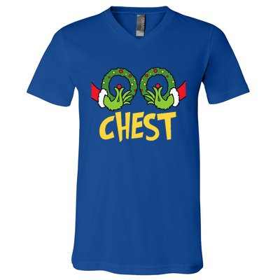 Chest Nuts Christmas Funny Matching Couple Chest Nuts  V-Neck T-Shirt