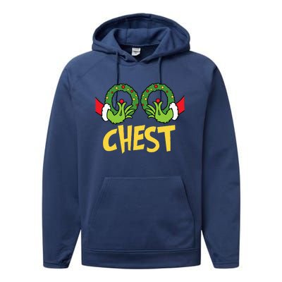 Chest Nuts Christmas Funny Matching Couple Chest Nuts  Performance Fleece Hoodie