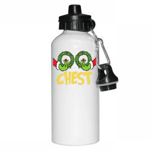 Chest Nuts Christmas Funny Matching Couple Chest Nuts  Aluminum Water Bottle