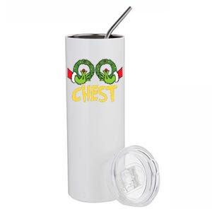 Chest Nuts Christmas Funny Matching Couple Chest Nuts  Stainless Steel Tumbler